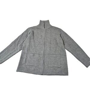 Tally-ho Women's Gray Long Sleeve Knot Full Zip Cardigan Sweater Size Large